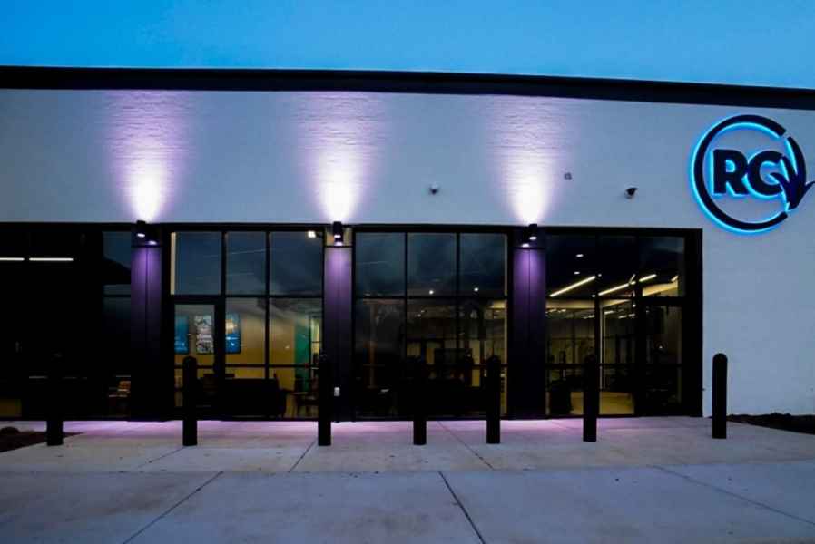Church Entrance With Upward Lighting