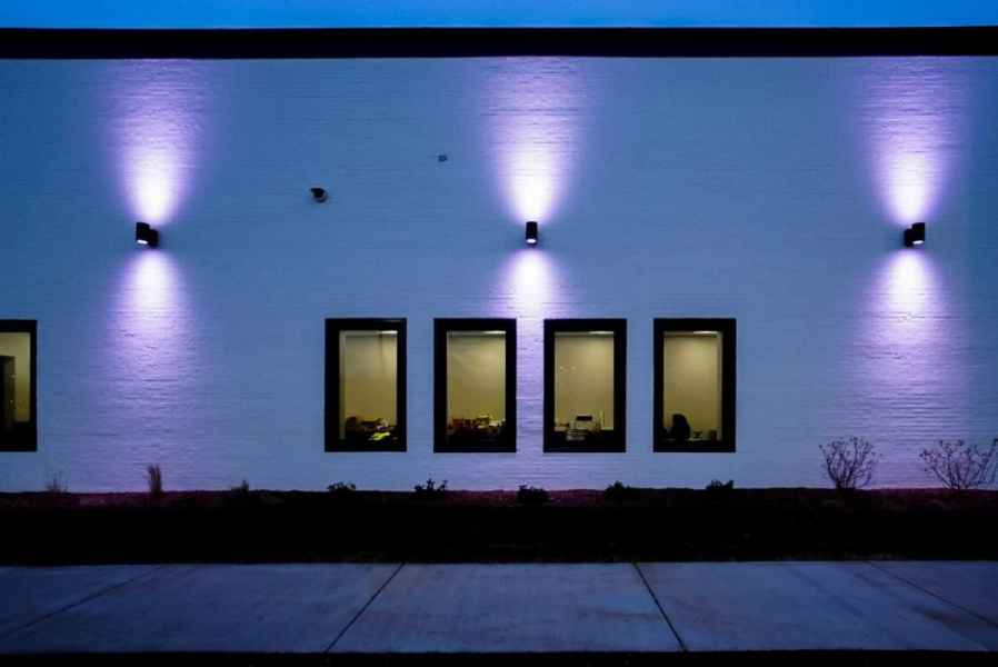 Church Building Side With Upward and Downward Lighting